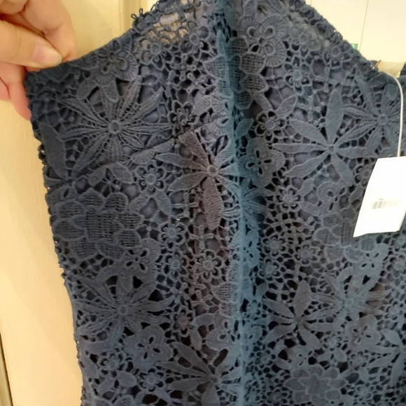 NWT J. Crew Navy Blue Crochet Lace Slip Dress in Size 16 - Picture 7 of 14